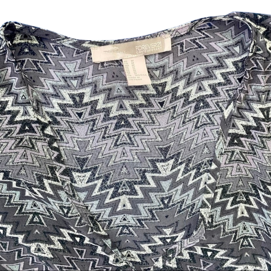 Muted Purple Chevron Gathered Front Blouse (M)