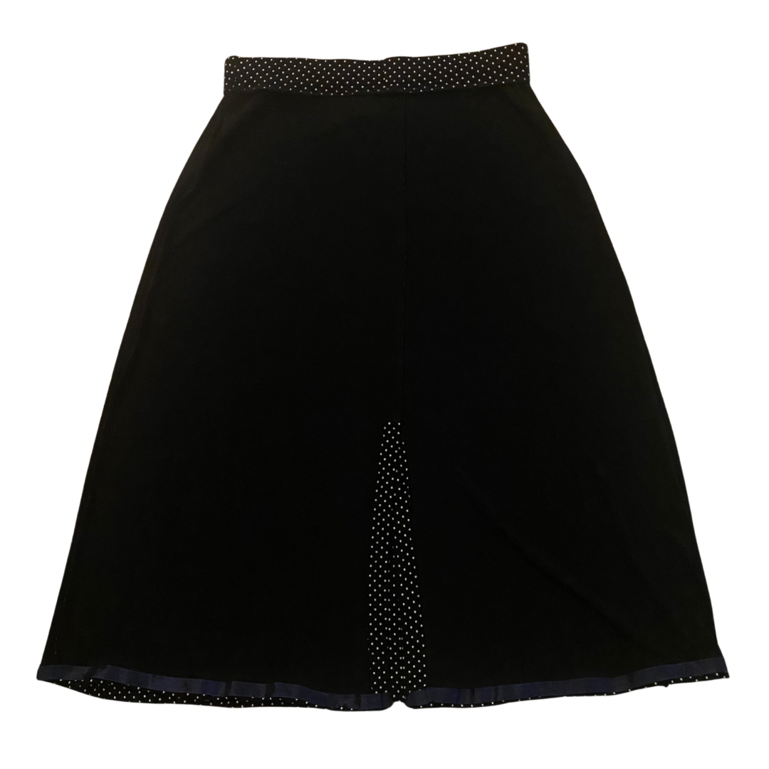 Vintage Black and White Polka Dot Skirt with Buttons and Center Slit (S)
