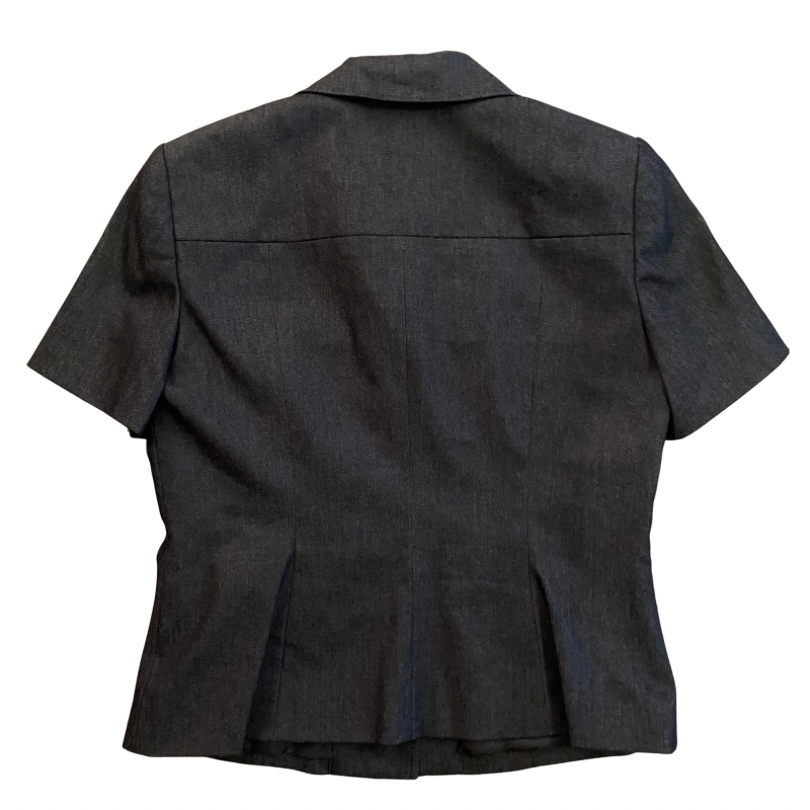 Vintage Dark Wash Denim Short Sleeve Button Down Skirt Suit (6)