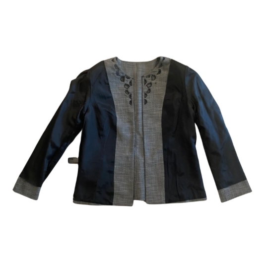 Black Beaded Grey Tweed Jacket & Sleeveless Top Set (10P)