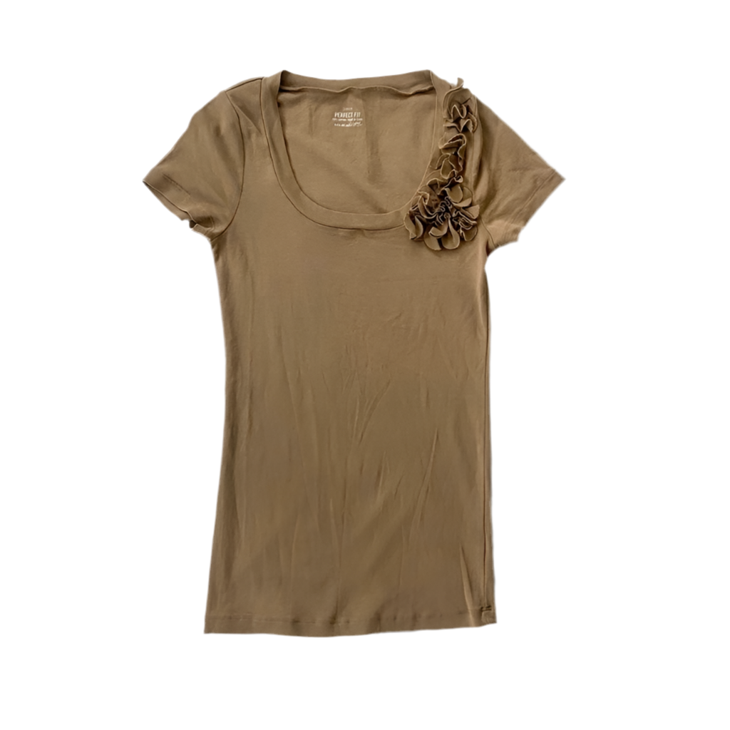 Gothic Olive Green Flower Detail Cotton Tee (M)