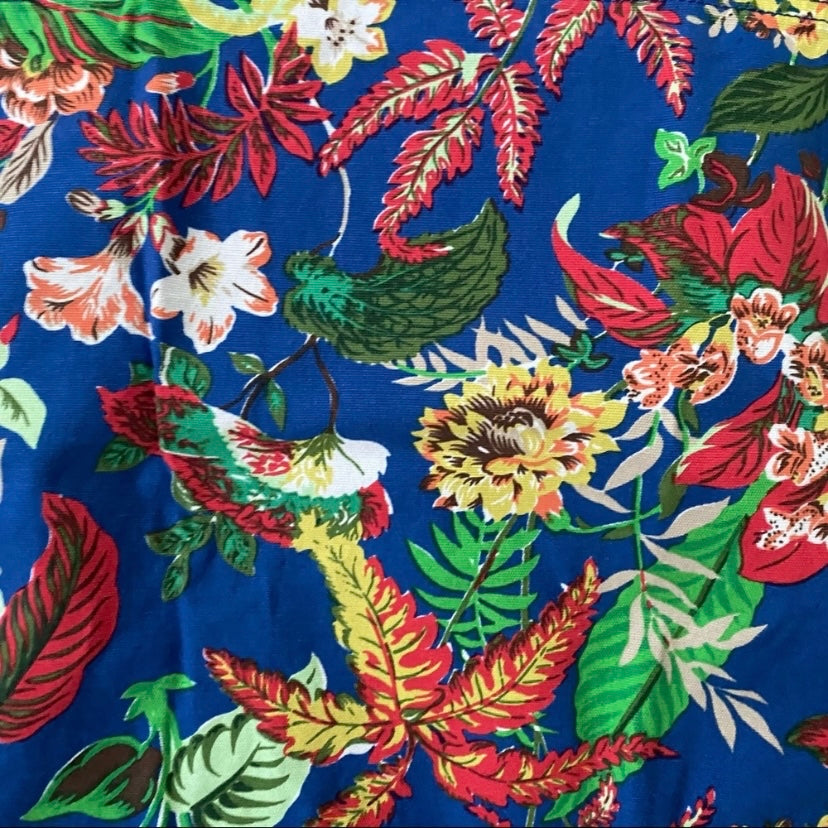 Cobalt Blue Tropical Print Pencil Skirt (12)