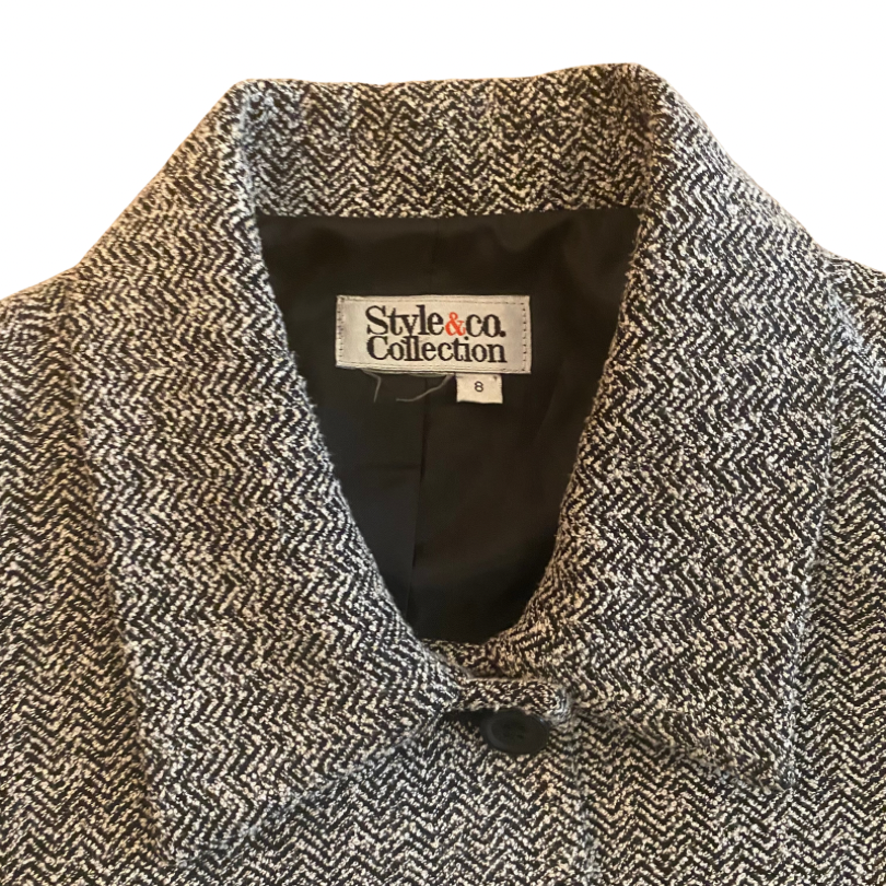 Vintage Black and White Twill Pantsuit (M)