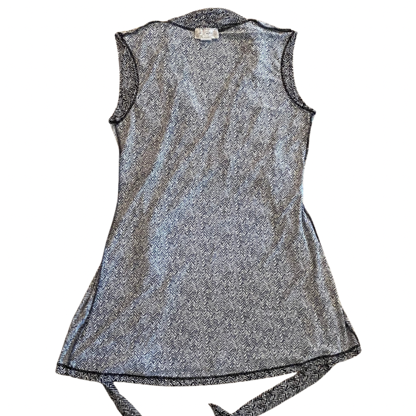 Vintage Black & White Herringbone Print A-Line Dress (L/XL)