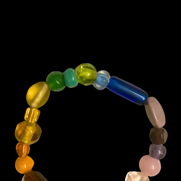 Rainbow Beaded Stretch Bracelets - Made with Vintage Beads