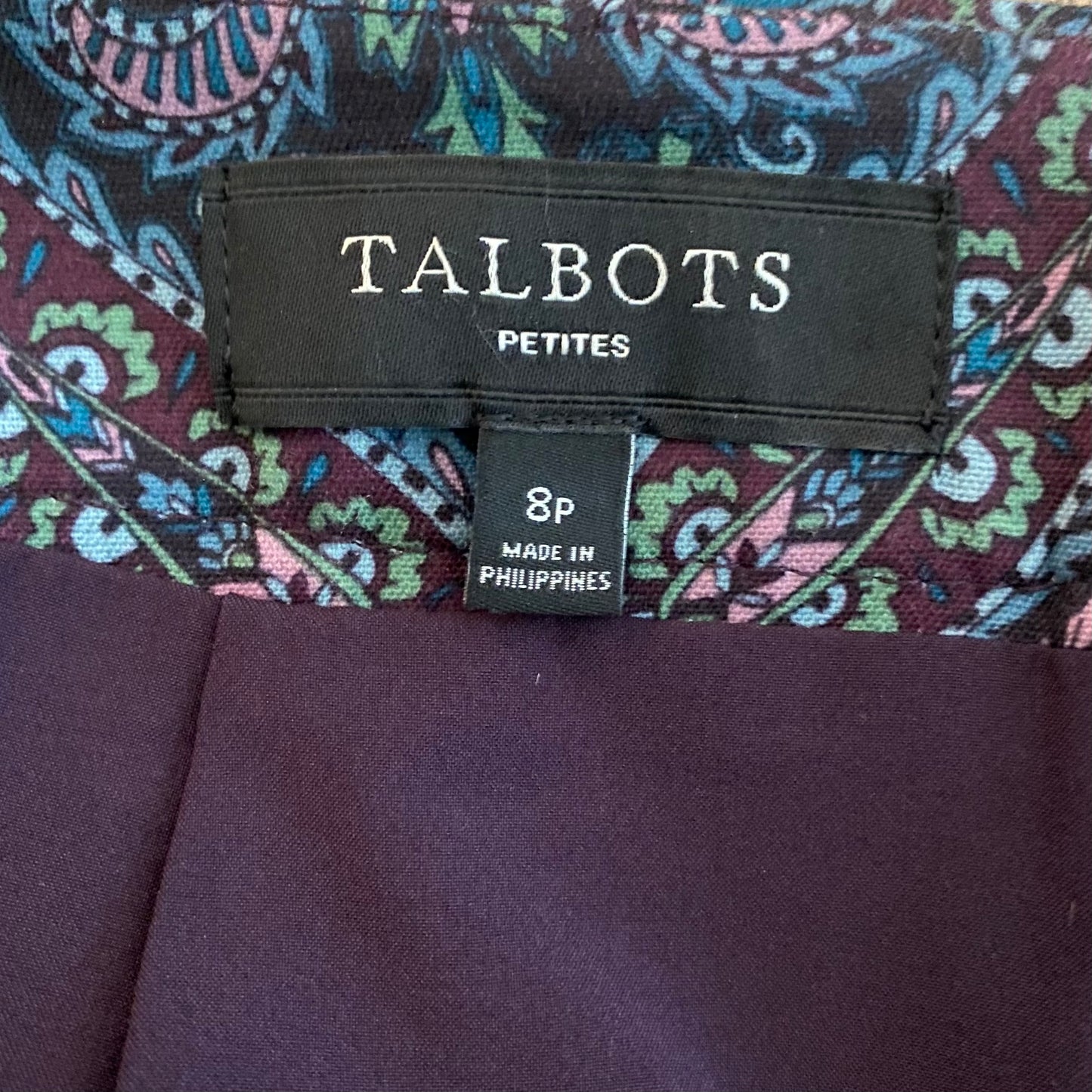 Plum Purple & Blue Paisley Pattern Pencil Skirt (8P)