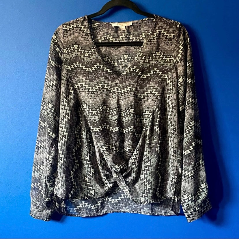 Muted Purple Chevron Gathered Front Blouse (M)
