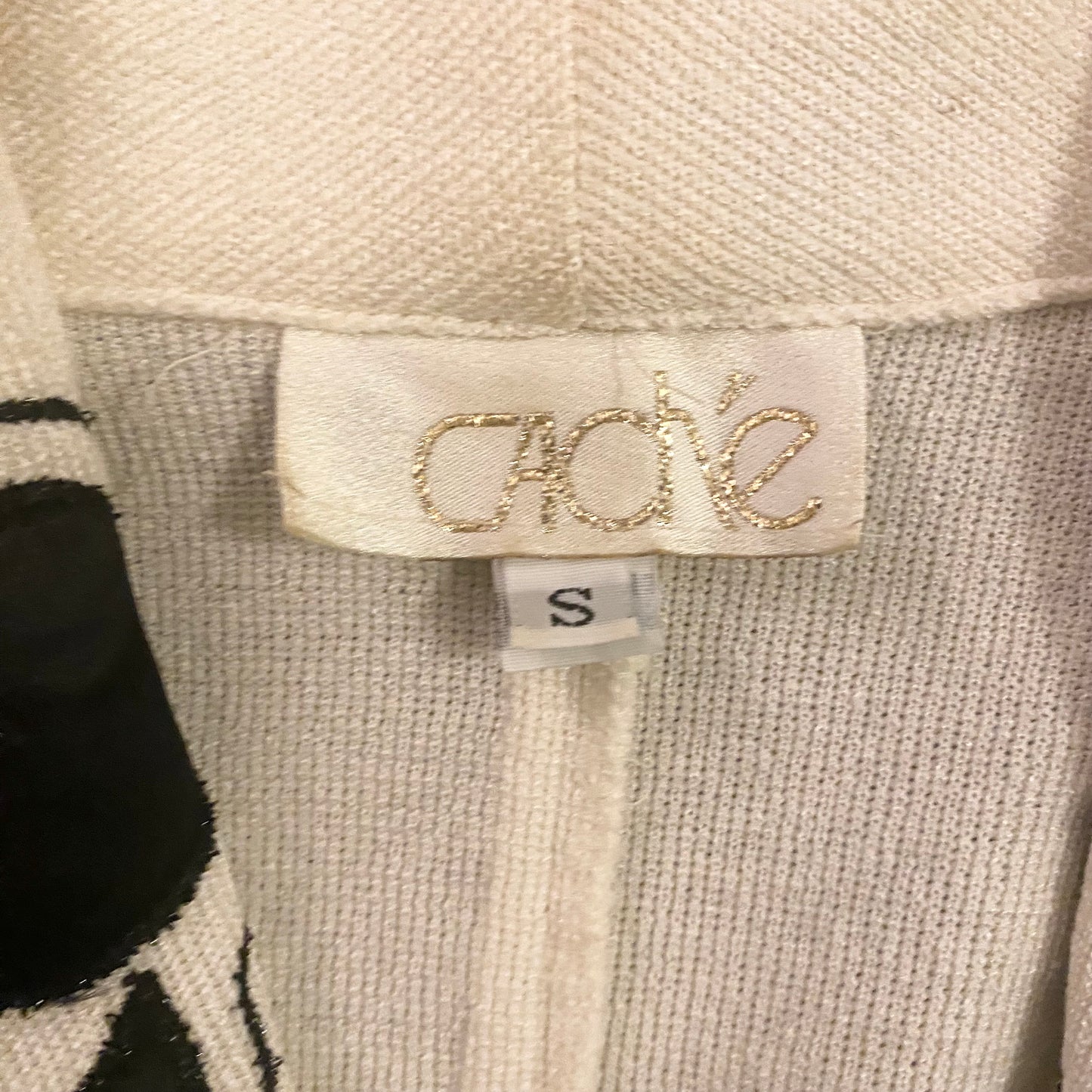 *RARE VINTAGE* Cream & Black 80’s Sequin Embellished Knit Blazer/Jacket with Belt (S)