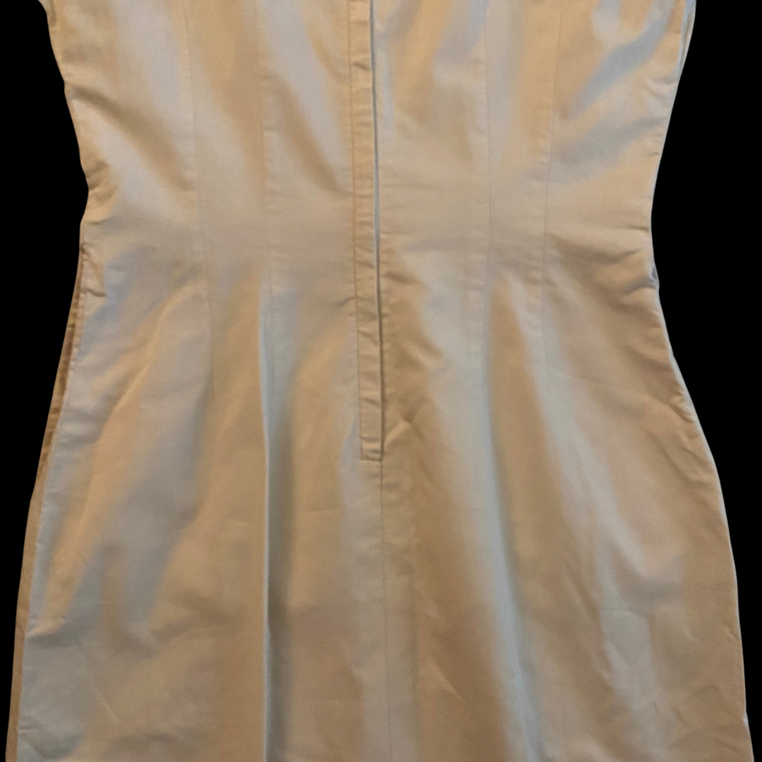 Vintage Beige and White Lace Panel Wiggle Dress with Bow (S)