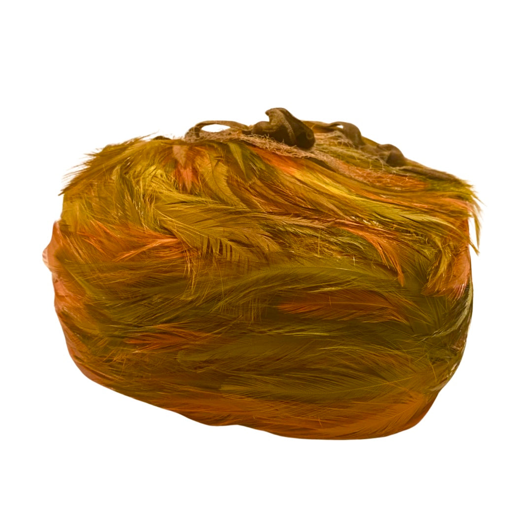 Vintage Orange, Brown, and Green Feather Pillbox Hat