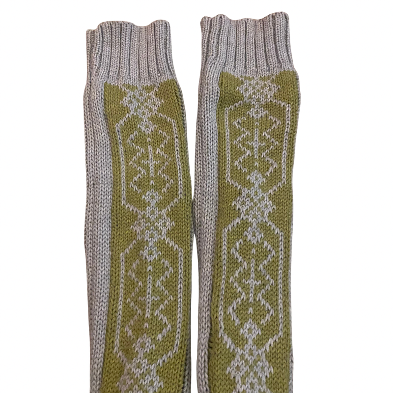 Green/Grey Fair-Isle Knit Thigh High Boots (Women’s 6)