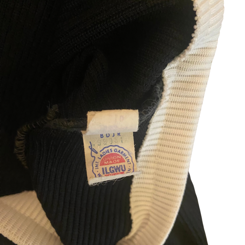 1970’s Black and White Striped Knit Cardigan (S)