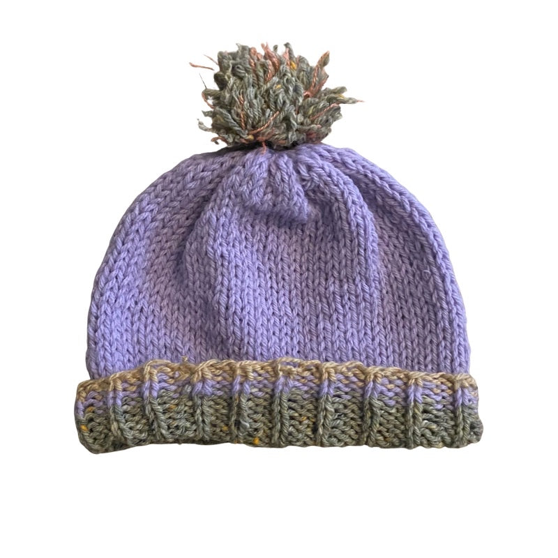 Lavender Fields Knit Beanie with Pom-Pom