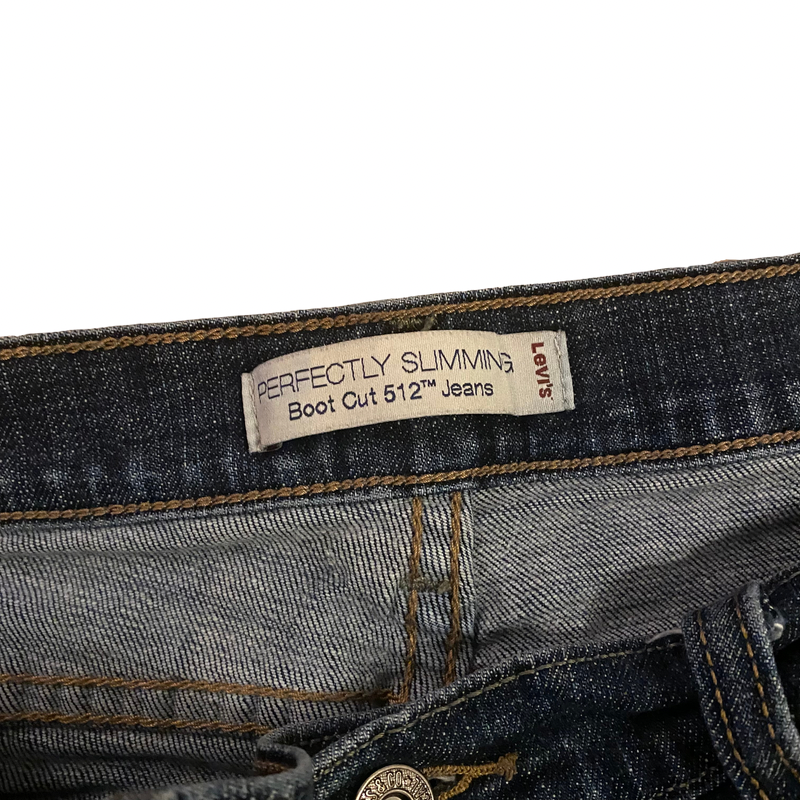 70’s Inspired Upcycled Secondhand Levi Bootcut 512 Jeans with Handknit Accents (10 M)