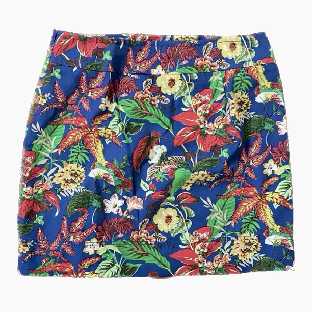 Cobalt Blue Tropical Print Pencil Skirt (12)