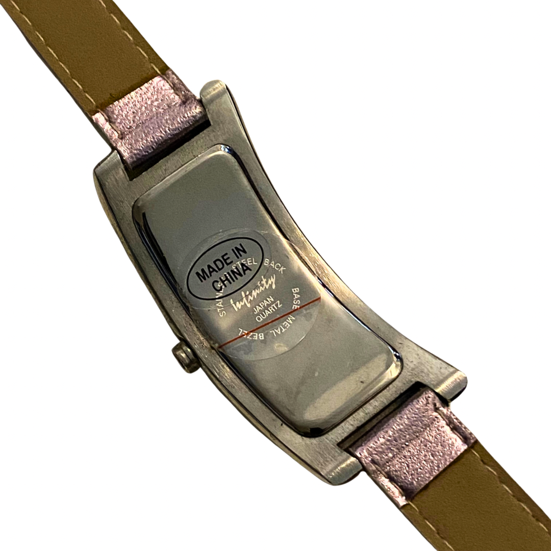 Y2K Metallic Pink Pleather & Silver Watch