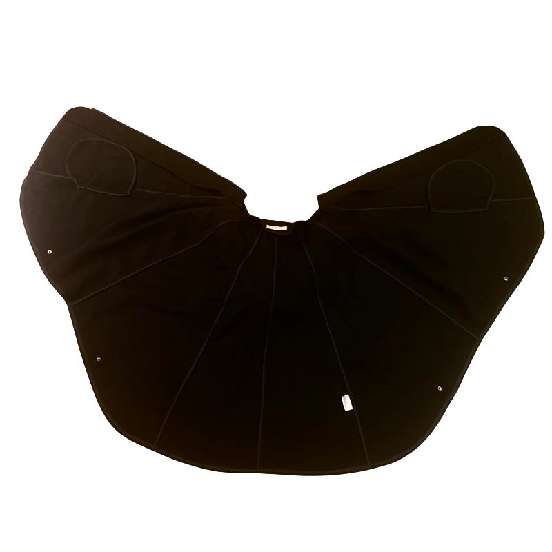 Black Fleece Cape with Removable Faux-fur Trim Hood (S-XXL)