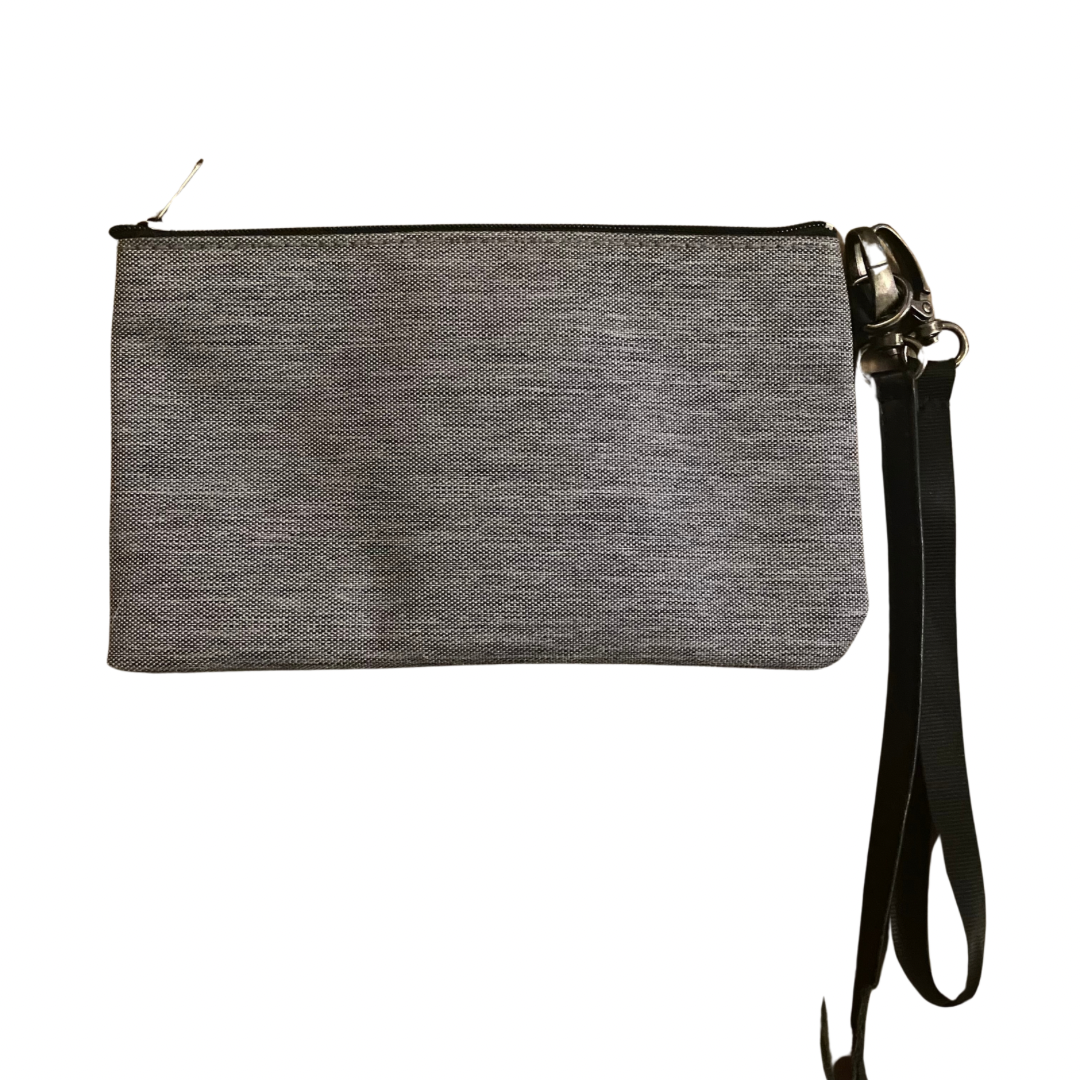 Large Grey Canvas and Black Pleather Laptop/ Work Tote Bag with Detachable Pouch