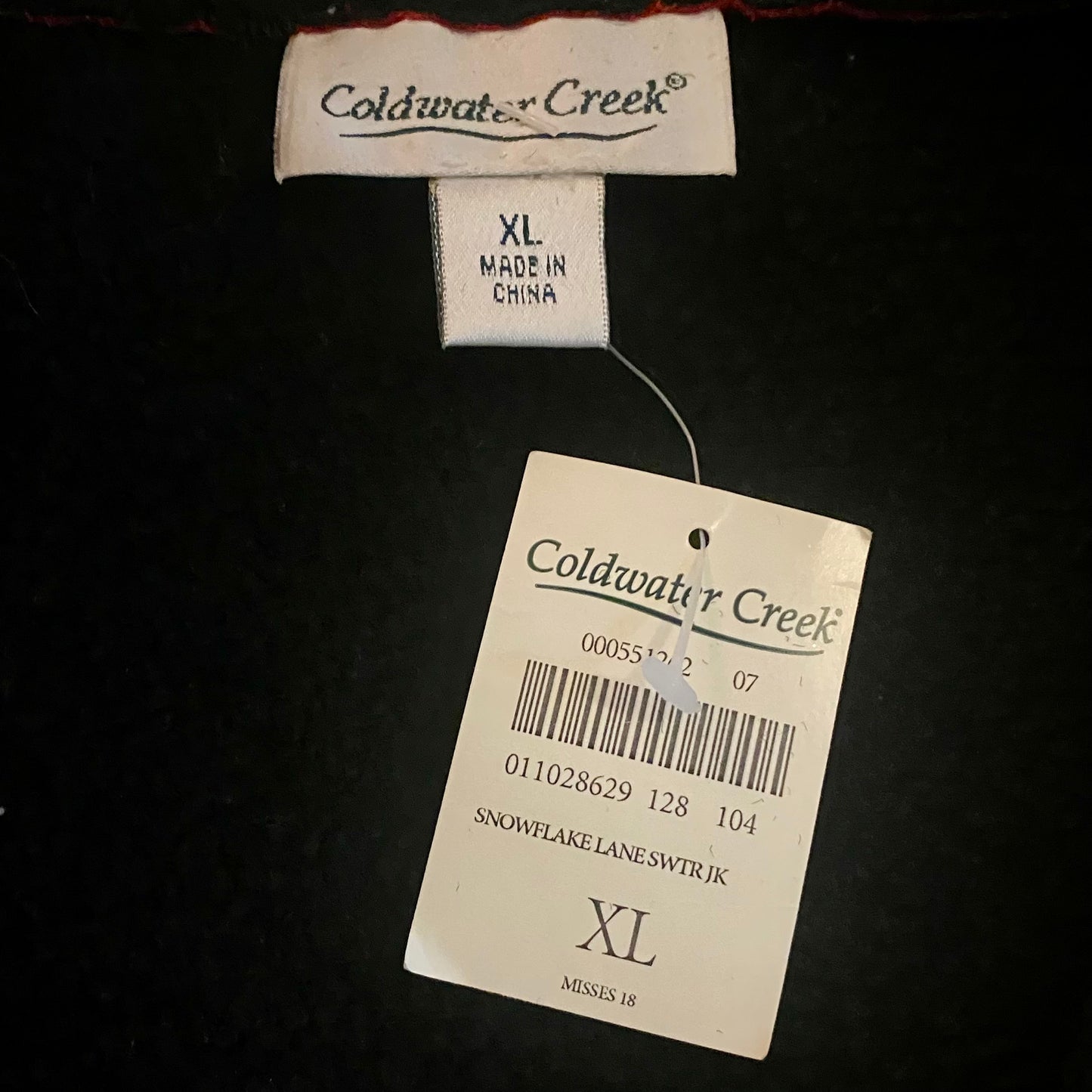 NWT Y2K Coldwater Creek Crimson & Black Embroidered Fleece Jacket (XL)