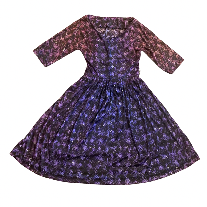 Vintage Ombré Purple Crosshatch Pattern Dress with Matching Belt (XS/S)