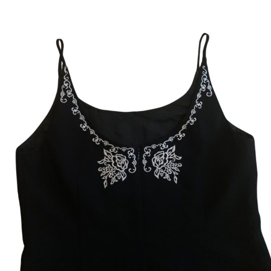 Vintage Black & White Embroidered Sheath Dress (12)