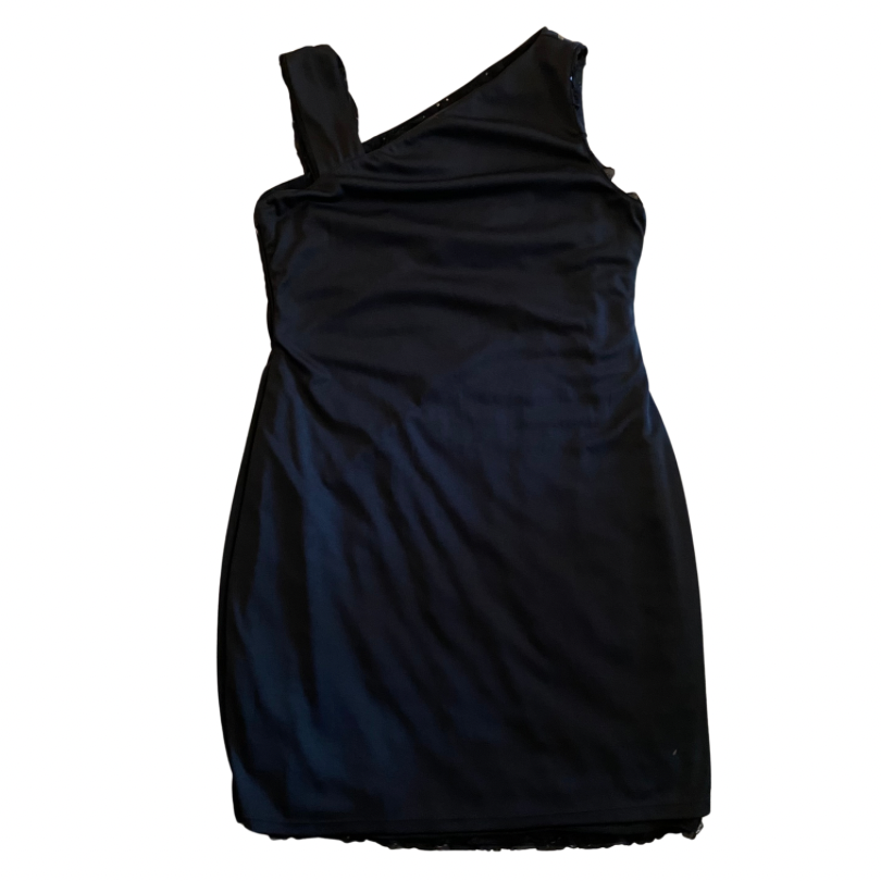 NWT Black & Silver Sequin Ruffle Cocktail Dress (14)