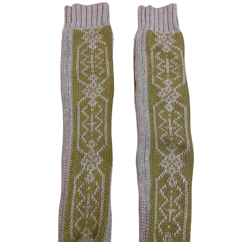 Green/Grey Fair-Isle Knit Thigh High Boots (Women’s 6)