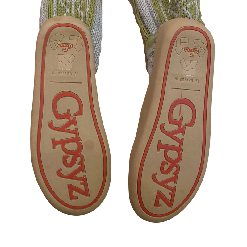 Green/Grey Fair-Isle Knit Thigh High Boots (Women’s 6)