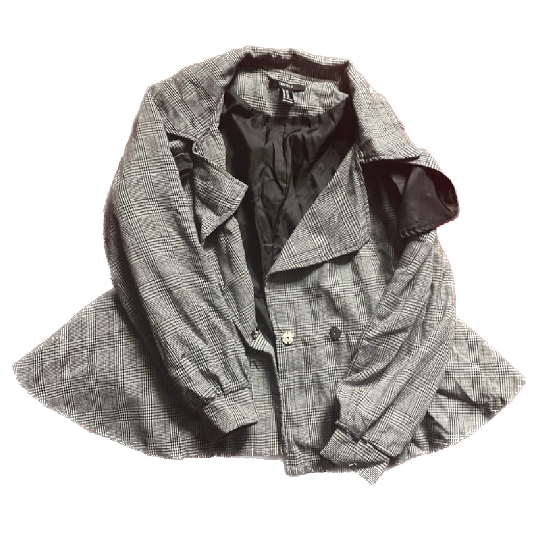 Fluttery Black & White Plaid Peplum Jacket (M)