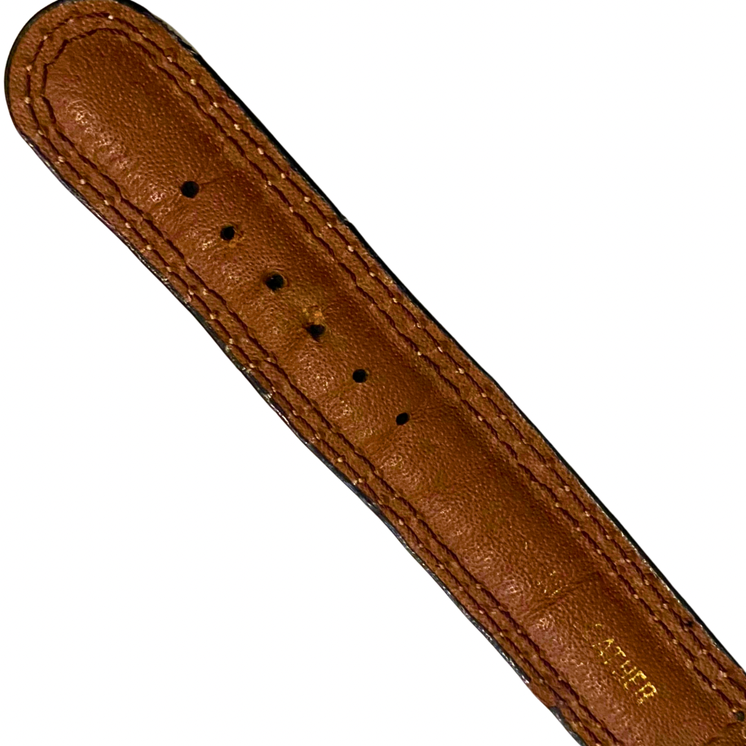 Vintage Black Apache Chief Mahogany Brown Leather Band Analogue Wristwatch