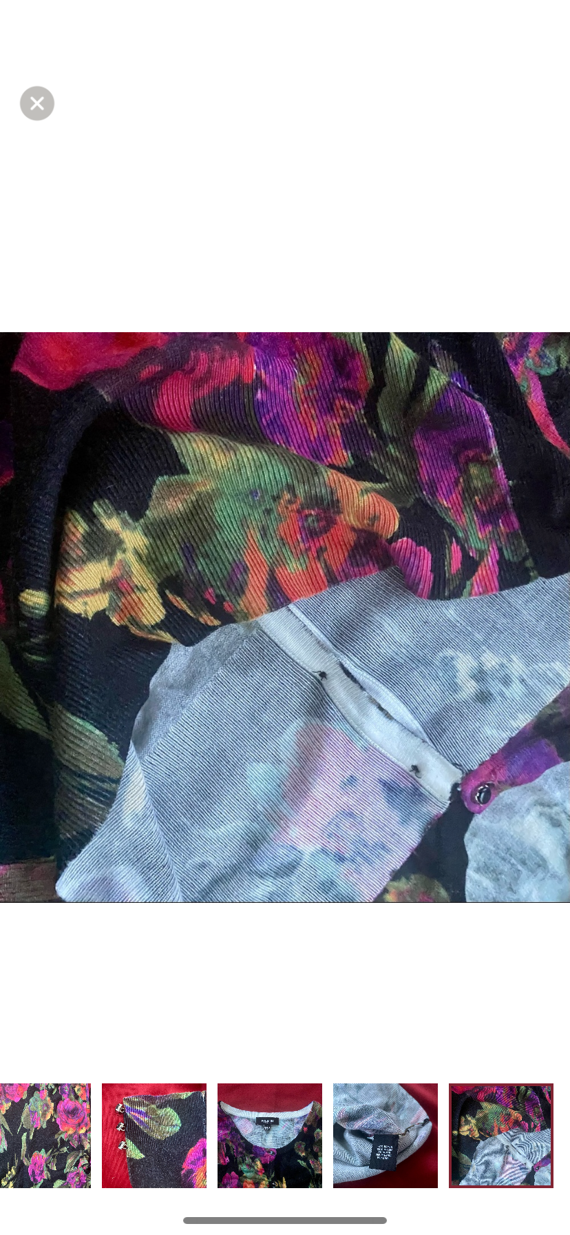 Black & Bright Floral Jungle Cardigan w/ Faux Black Diamond Buttons (S)