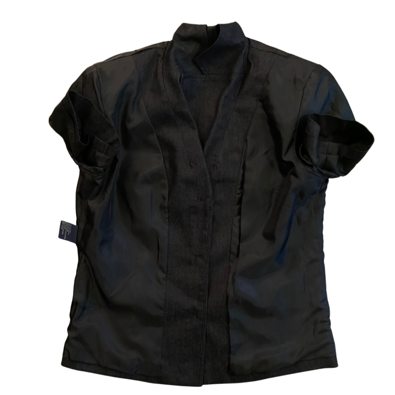Vintage Dark Wash Denim Short Sleeve Button Down Skirt Suit (6)