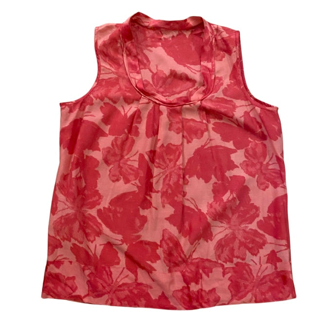 Hot Pink Watercolor Butterfly Print Sleeveless Top (10)