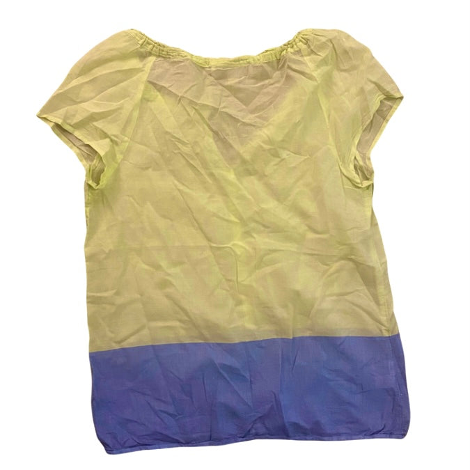 Featherlight Colorblock Lime Green/ Blue Cotton Shirt (S)