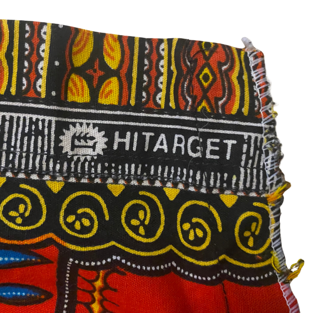 Unisex Red, Black, White, Yellow & Blue Printed Dashiki Shirt (L)