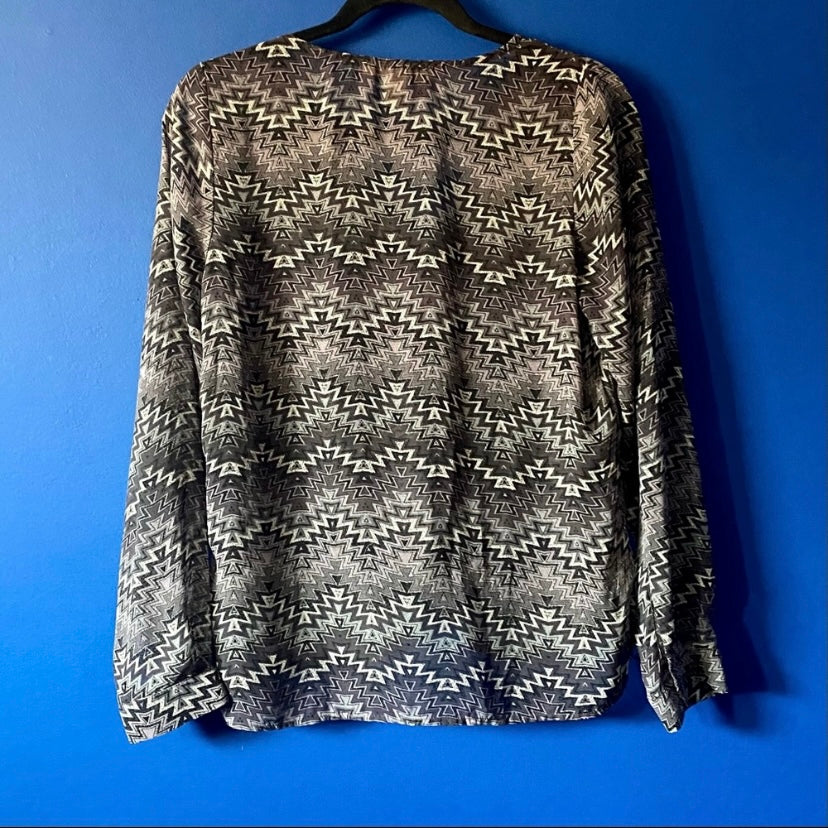 Muted Purple Chevron Gathered Front Blouse (M)