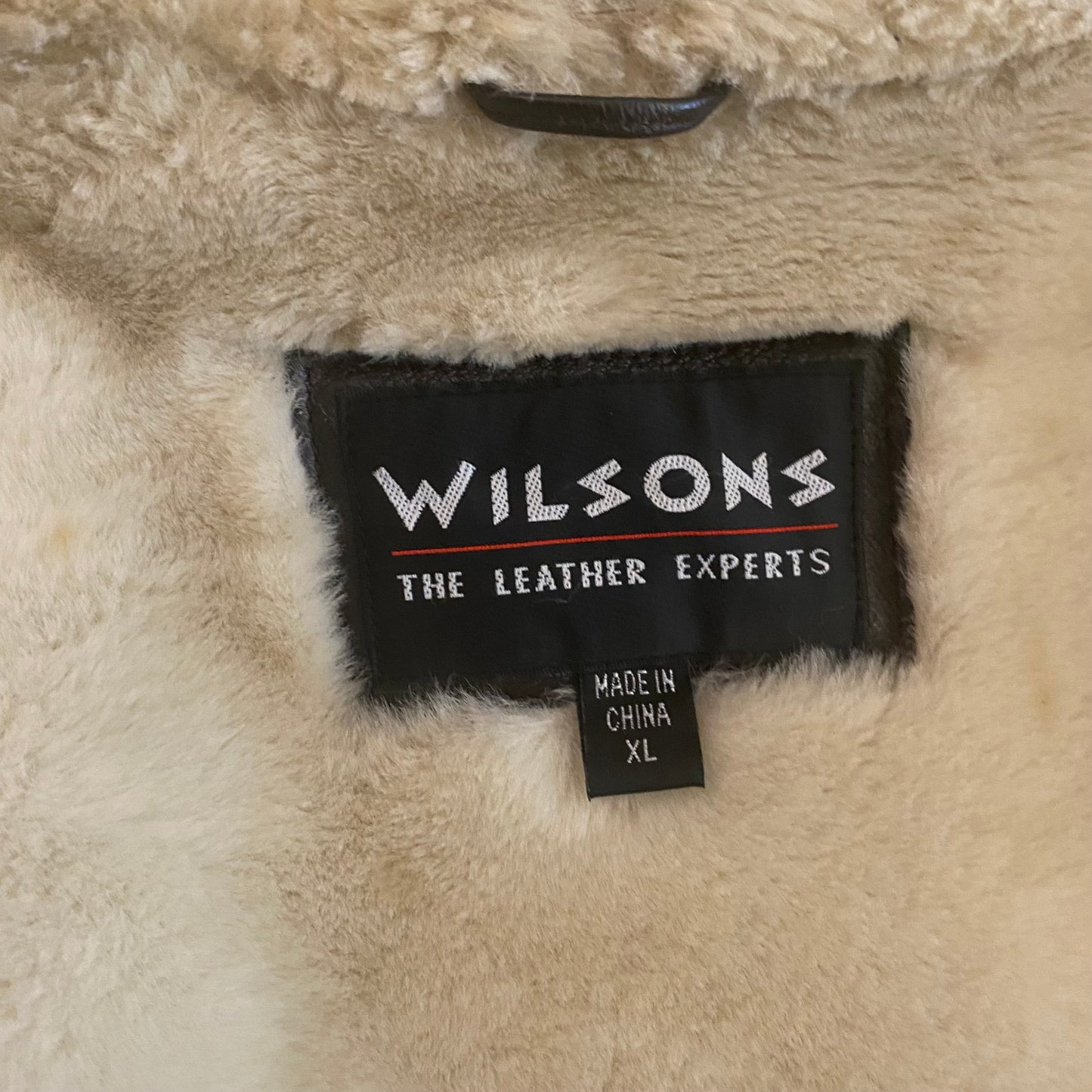 Vintage Wilson’s Chocolate Brown Leather Faux Fur Lined Coat (XL)