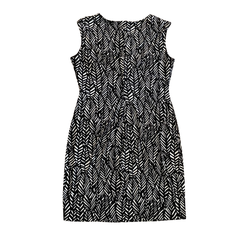 Black & White Herringbone Keyhole Wrap Dress (12)