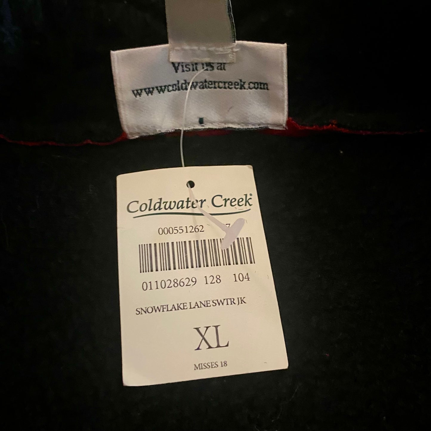 NWT Y2K Coldwater Creek Crimson & Black Embroidered Fleece Jacket (XL)