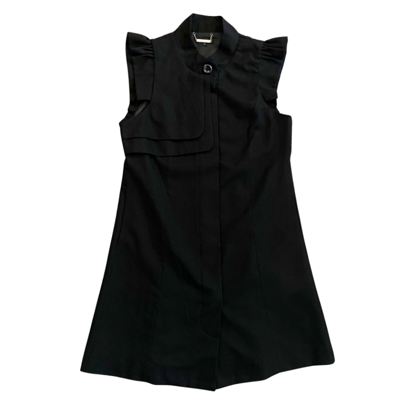 Mod Black Button-Down A-Line Dress (M)