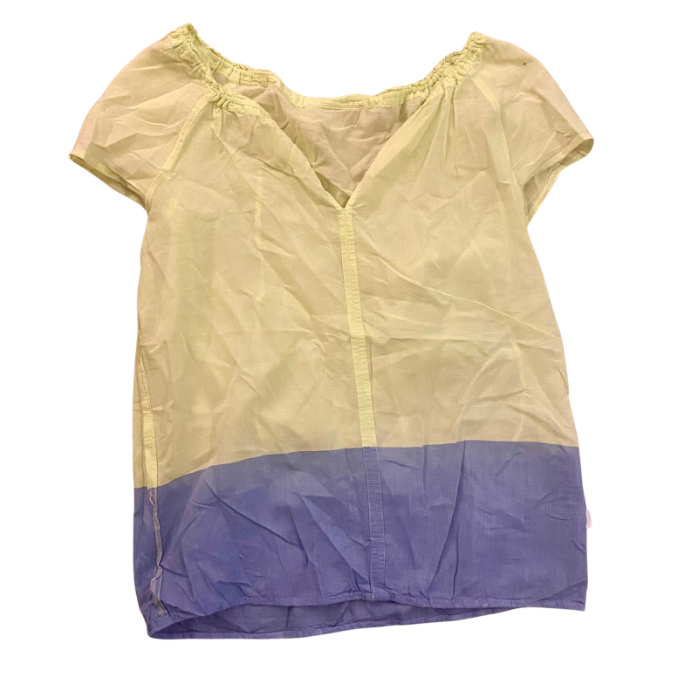 Featherlight Colorblock Lime Green/ Blue Cotton Shirt (S)