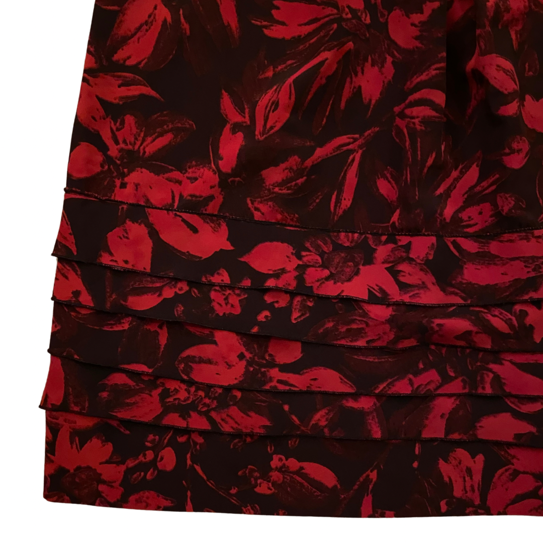 Black & Red Floral Cocktail Dress (Petite Large)