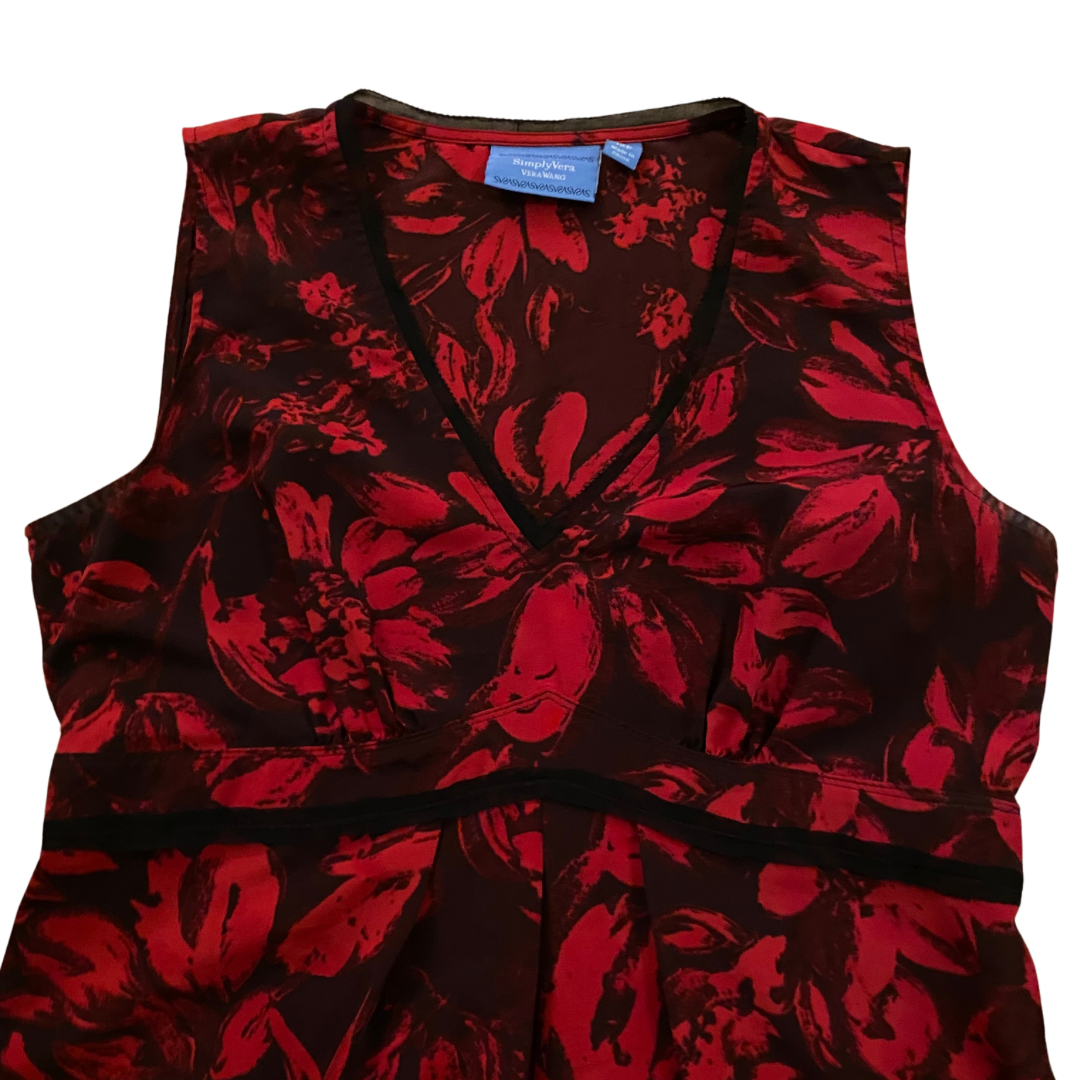 Black & Red Floral Cocktail Dress (Petite Large)