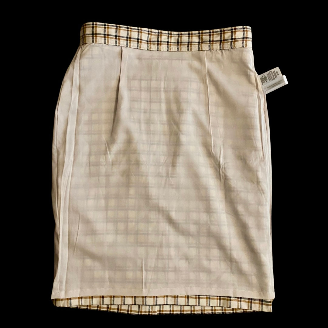 NWT Cream, Black, & Rust Plaid Sailor Pencil Skirt (6)