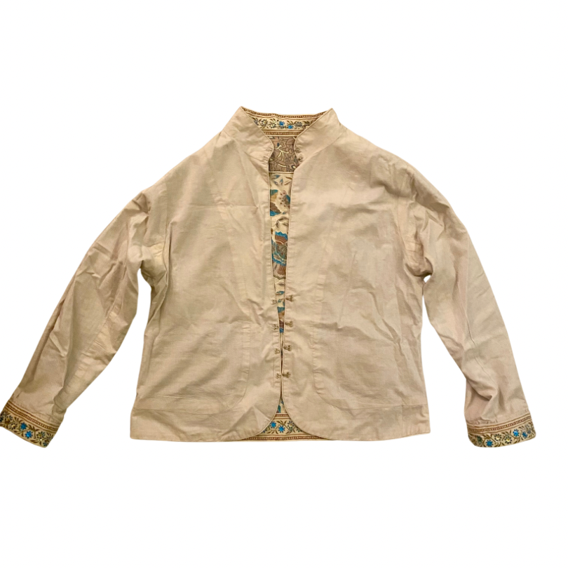 90’s Beige/ Taupe/Blue Floral Sequin Embellished Jacket (L)