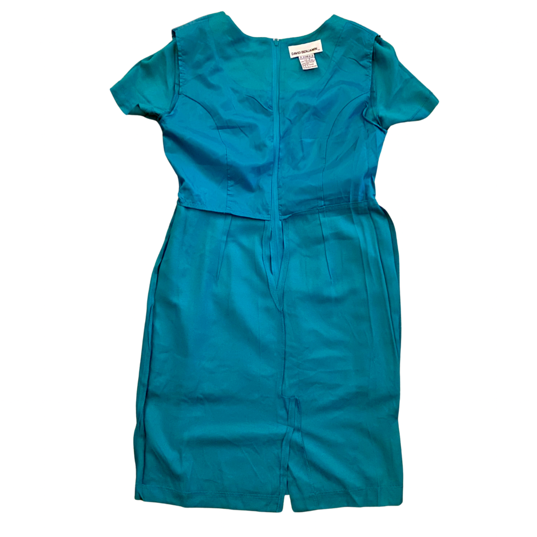 New With Tags - Vintage 80’s Teal Tiered Dress (8)