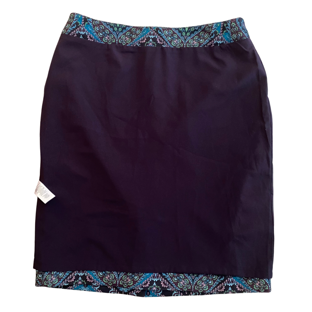 Plum Purple & Blue Paisley Pattern Pencil Skirt (8P)