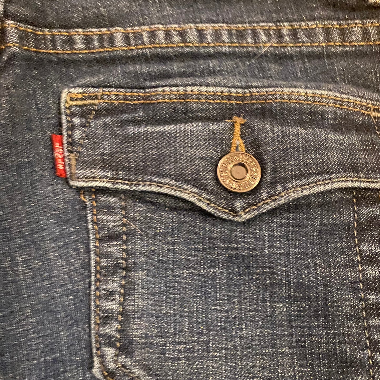 70’s Inspired Upcycled Secondhand Levi Bootcut 512 Jeans with Handknit Accents (10 M)