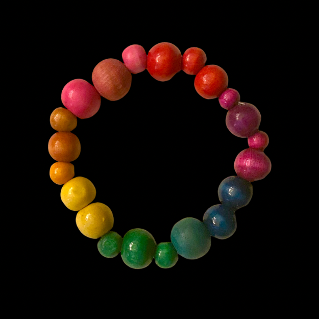Rainbow Beaded Stretch Bracelets - Made with Vintage Beads