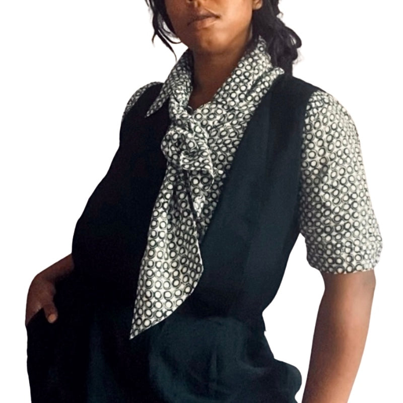 π Dana Buchman Vintage Silk Short-Sleeve Polka-Dot Button Down with Matching Scarf (10)